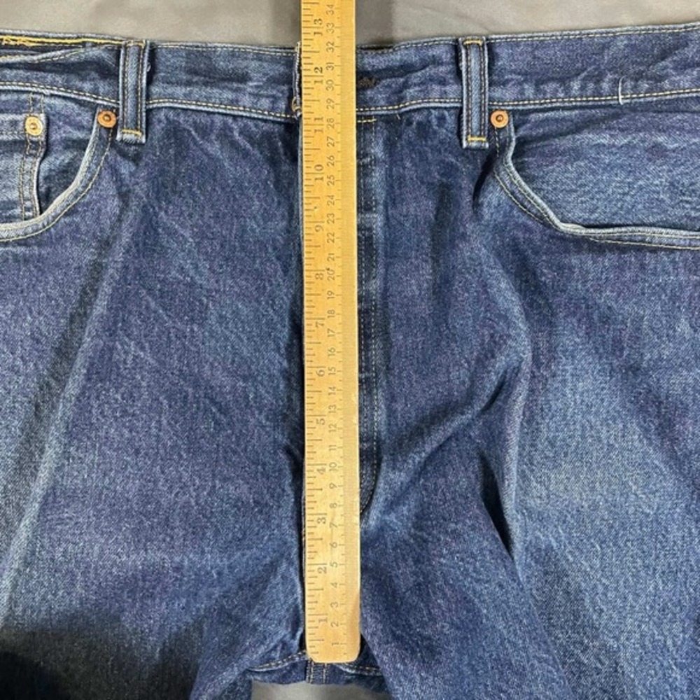 Levis 501 Original Fit Mens Jeans 40x34 (38x31) Pleated Dark Wash Blue Denim - Picture 5 of 7
